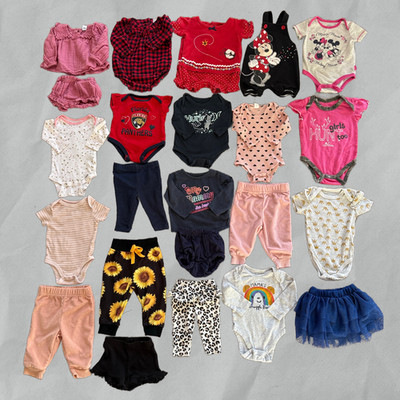 Girls Clothes 0-3 Months 23 Piece Bundle Mix Brand Lot Disney Tahari Old Navy