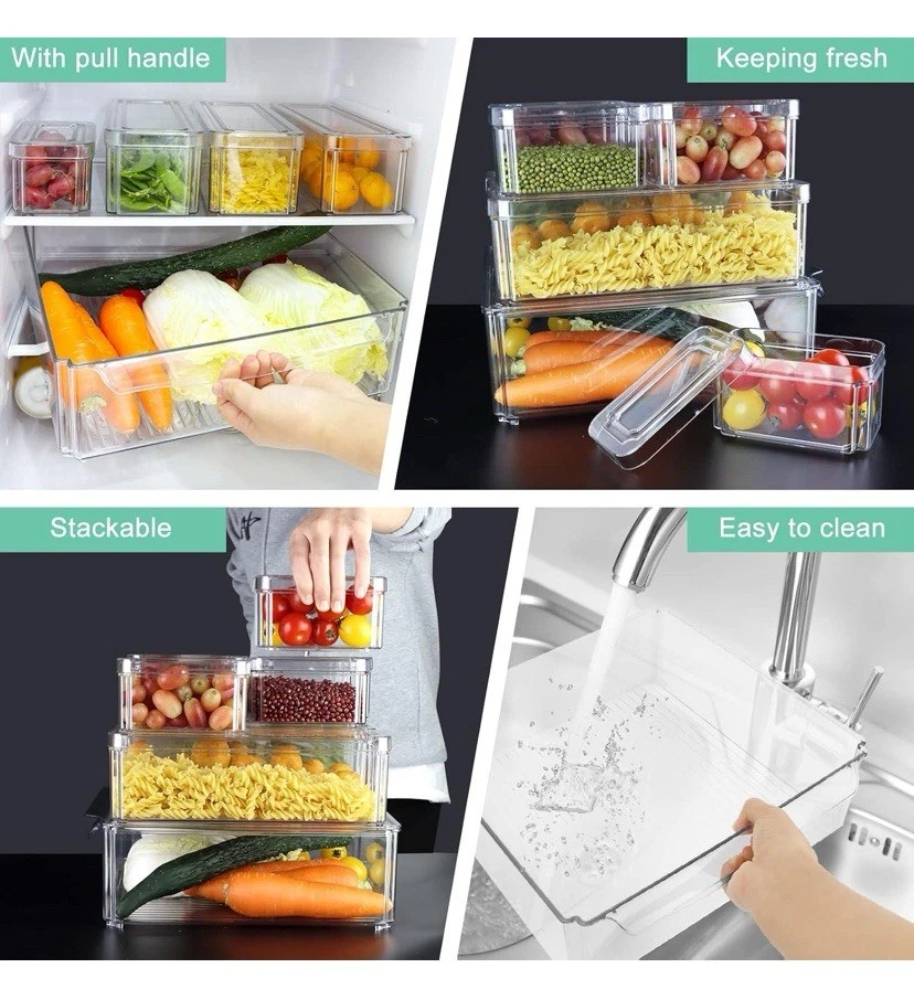 Set of 10 Fridge Organiser Kitchen Fridge Box Holder Cupboard Storage Container - Image 2 of 4