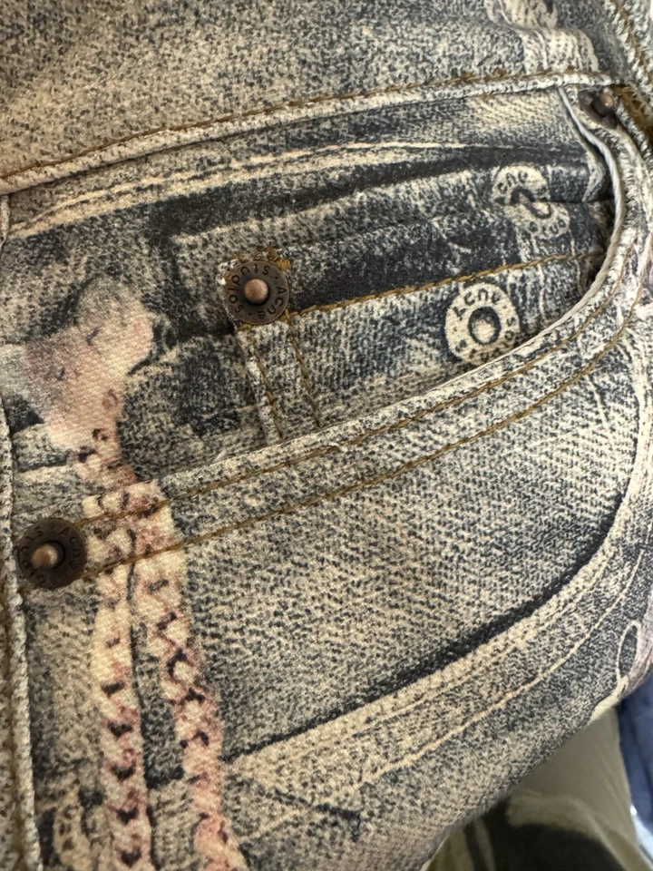 Pantalones de mezclilla Acne Studios estampados cadenas florales gráficos talla 46 auténticos Foto 4 de 4