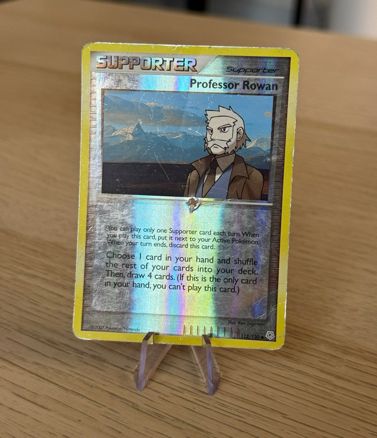 Pokemon - Professor Rowan 112/130 - Diamond & Pearl - Reverse Holo - HP Damaged
