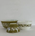 Vintage Pyrex Spring Blossom Mixing Bowl Set of 3 Green Crazy Daisy 401 402 403