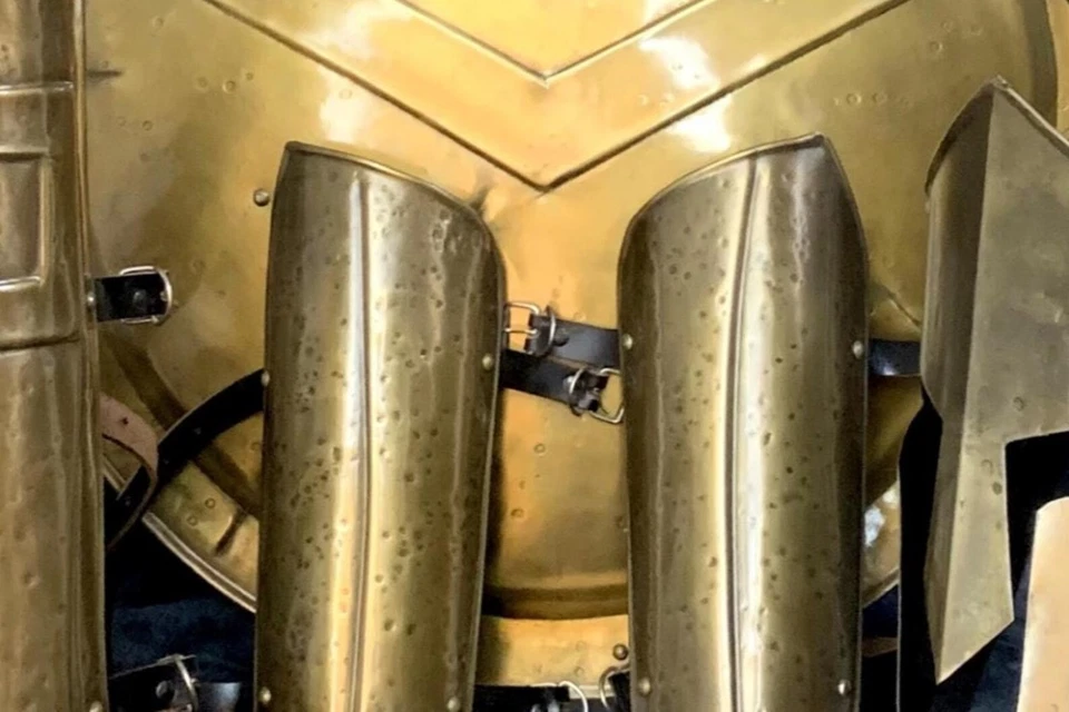 300 斯巴达套装盔甲斯巴达头盔、盾牌、腿部、手臂、300 战士骑士成本 — 第 2/3 张图片