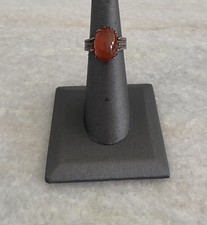 Vintage Sterling Silver Blood Orange Oval Carnelian Ring Size 5.25