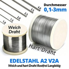 V2A Edelstahldraht &Oslash; 0,1-3,0mm Bindedraht A2 Gartendraht 304 Basteldraht 1-200M