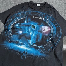 👀🐺 RARE Y2K/VTG Wolf Wolfpack T-Shirt Mens Medium ALSTYLE Native Dream Catcher