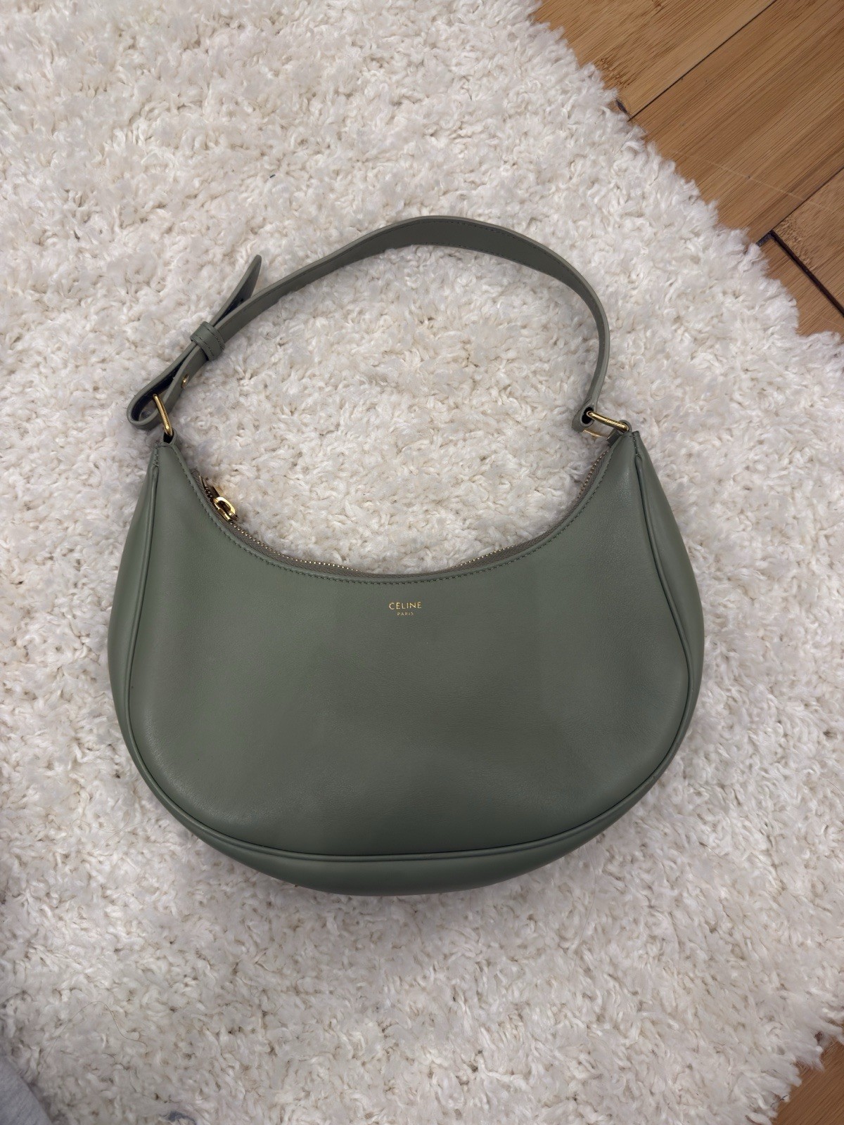 Celine Green Leather Ava Bag with Gold Hardware Good Condition