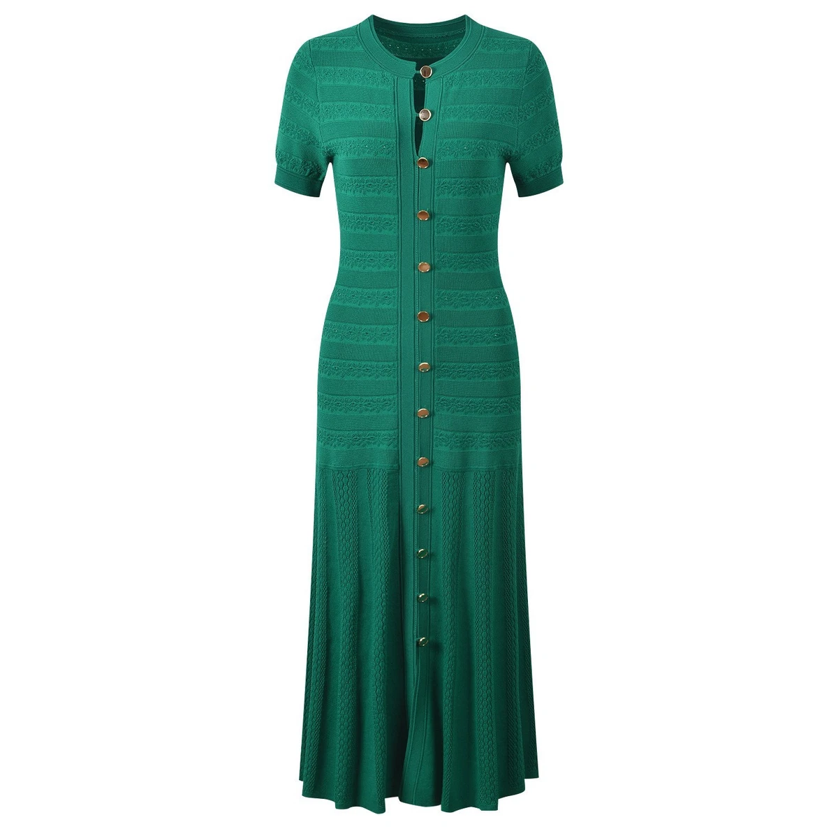 sandro green crochet dress Crocheted Cotton Midi Dress