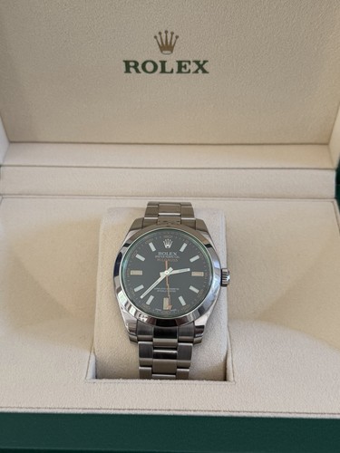 Rolex Milgauss Green Crystal Edition 904L SS Black Orange 40mm...