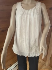 Elena Baldi Cream 100 Silk Sleeveless Top With LaceMade in Italy Size M
