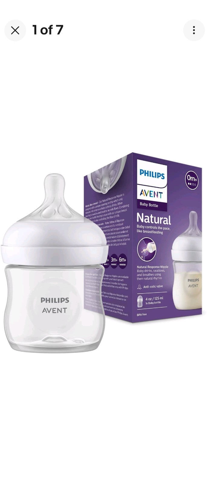Philips Avent Natural Response Baby Bottle - 125ml Baby Milk Bottle For Newborns