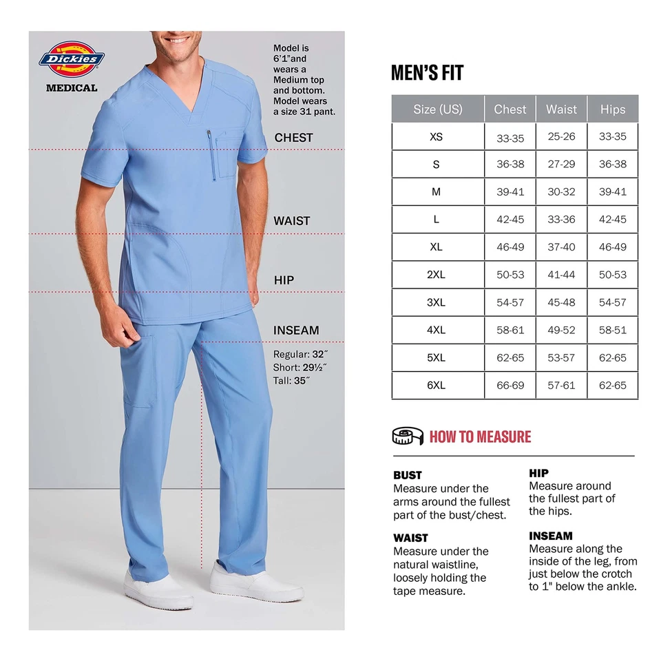 Dickies Dynamix Scrubs for Men, Athletic-Inspired V-Neck DK610, Size: L, Royal - Image 2 of 4
