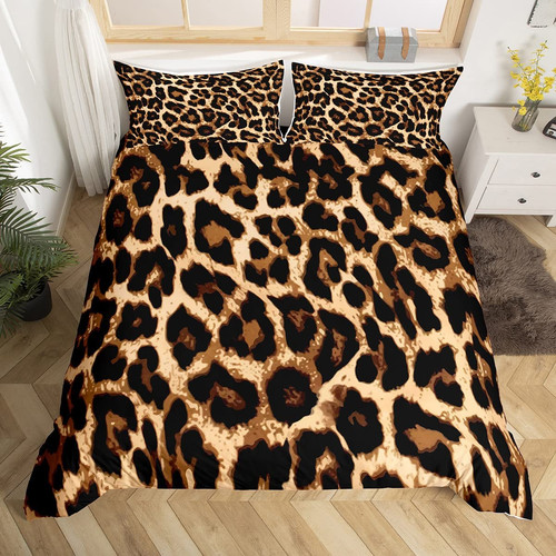 Leopard Print Duvet Cover Set Twin Size Safari Cheetah Print Comforter Cover ...