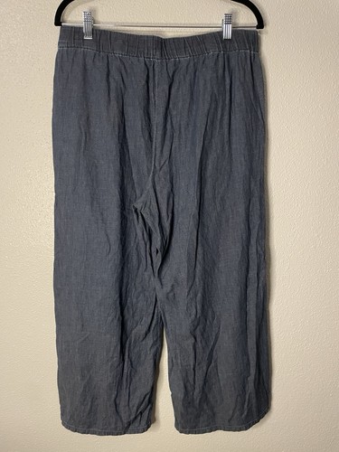 Eileen Fisher Hose mittelblau weites Bein Twill Bio Baumwolle Freizeit luftig - Bild 5 von 10