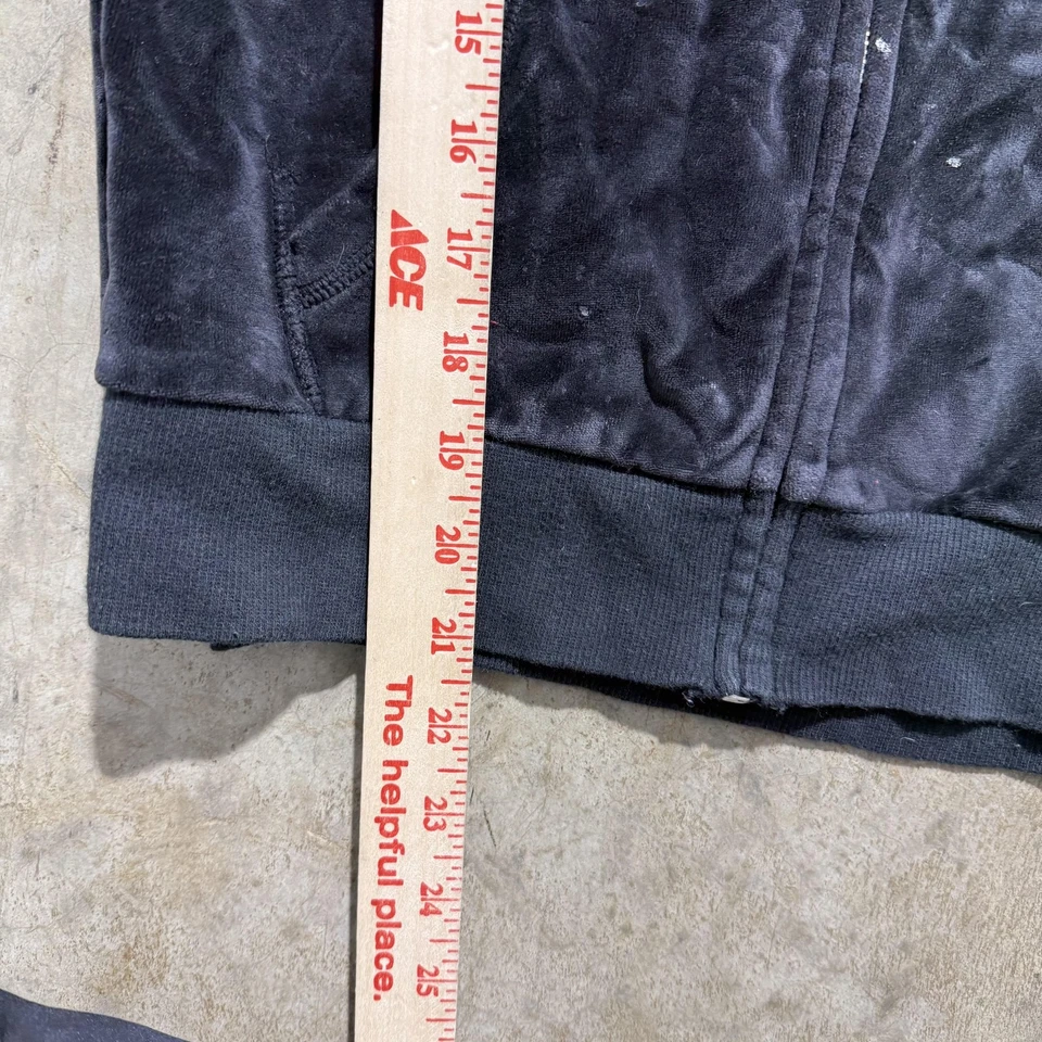 Victoria's Secret ROSA Sudadera con Capucha Mujer Pequeña Negra Terciopelo Cremallera Chaqueta Perro Logo Foto 4 de 4