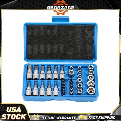 34PCS Torx Star Socket & Bit Set Male Female E & T Sockets With Torx Bits + Case