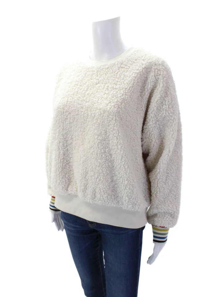 Suéter Sundry Mujer Piel Sintética Arco Iris Puño Detalle Cuello Redondo Blanco Talla 1 Foto 2 de 4