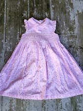 Laura Ashley Vintage Pink Floral Smocked Spring Summer Dress Girls 6