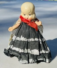 Vintage Bisque Doll Porcelain Jointed Arms Japan Frozen Legs Original Costume