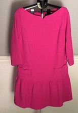 Victoria Beckham For Target Hot Pink Dress Drop Waist Ruffled Size L