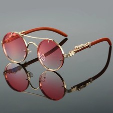 Vintage Punk Round Sunglasses Men Fashion Double Bridge Multicolor Shades Women