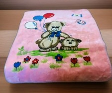 Vintage Mink Baby Blanket Bear Puppy Balloons Butterflies Plush Kawaii