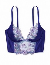 Victoria's Secret Floral Lace Embroidery Thin Bra, Boning, Wire-Free Fit 34C/75C