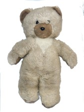 Vintage Ancienne peluche nounours beige blanc nez marrron