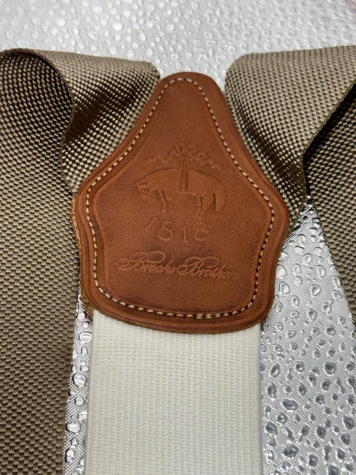 Tirantes Brooks Brothers para Hombres Regular Cuero Marrón Botón Pestaña Y-Back Brackets Foto 2 de 4