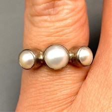 Vintage Pearl Sterling Silver Ring Size 6