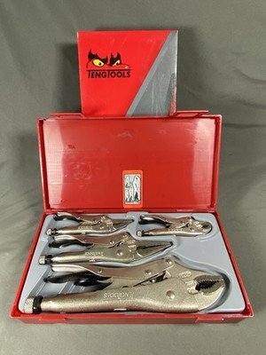 Teng Tools 5 Piece Power Grip Locking Pliers Set Long Nose