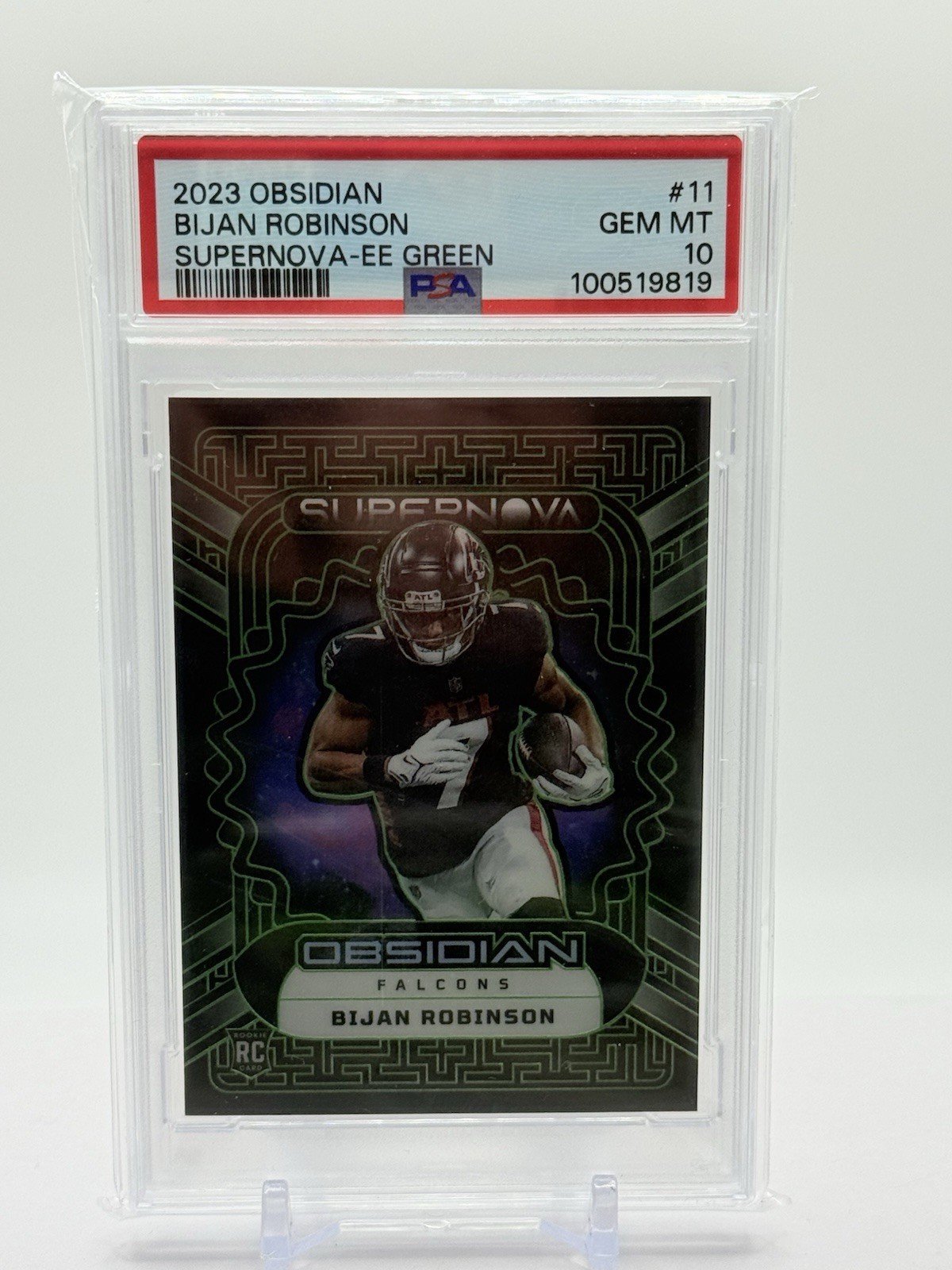 2023 Panini Obsidian BIJAN ROBINSON #11 SUPERNOVA Electric Etch Green /35 PSA 10