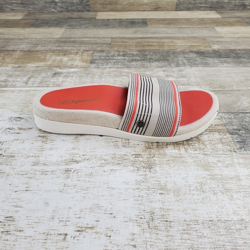 Spenco Desert Stripe Orthotic Womens Slide Sandals Sz 6.5 Sunset Slip On Comfort