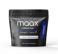 Maax Caffeine Energy Gum | Focus Gum | 125Mg of Caffeine per Piece | Coolmint |