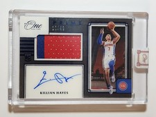 KILLIAN HAYES 2020-21 Panini One BLUE PRIME ROOKIE JERSEY AUTO RC 12/49 PISTONS