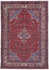 Vintage Hand-Knotted Oriental Rug 7X10 ft Floral Traditional Living Room Carpet