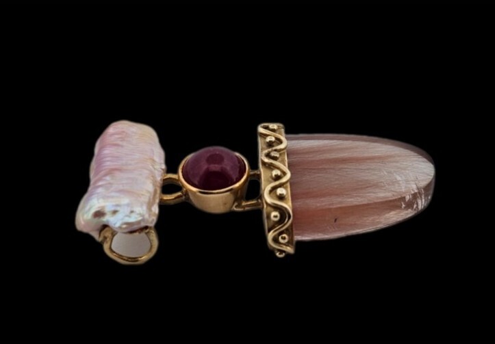 Vintage Large Solid 14K Gold Ruby Rutilated Quart… - image 6