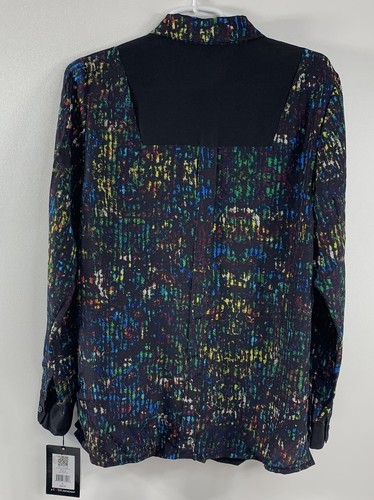 NWT Derek Lam for Design Nation Women's L Button Down Blouse Nightshade Colorful - Picture 6 of 11
