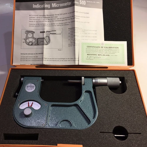 Mitutoyo 510-103-10 Indicating Micrometer, 50-75mm Range,  0.001mm Graduation