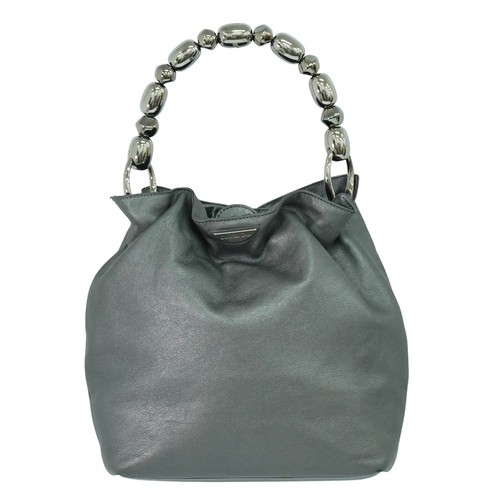 Christian Dior Maris Pearl Leather Handbag Gray