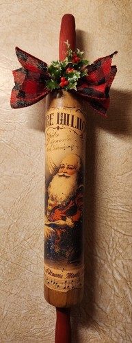 New OOAK Old-Fashioned Country Santa Claus Rolling Pin Holiday Decor Christmas - Picture 3 of 3