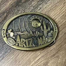 Arizona Desert Scene The Great American Buckle Co Brass Belt AZ Vintage