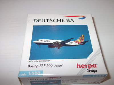 Herpa Wings 511506 Deutsche BA Boeing 737-300 Popart m Registration m.OVP 1:500