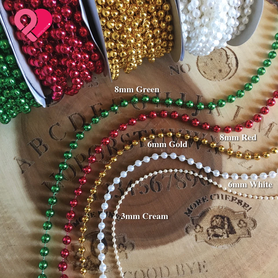 Álbum de recortes con acento de carrete de cristal metálico cadena de cuentas de perlas de imitación de 3-8 mm 8-24 yardas Foto 3 de 4