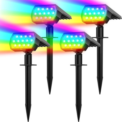 Solar Spot Lights Outdoor Color Changing,[7 Modes/4 Pack] Christmas IP65 Waterpr