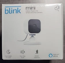 Blink Mini Compact indoor Plug-in Smart Security Camera 1080p HD SEALED