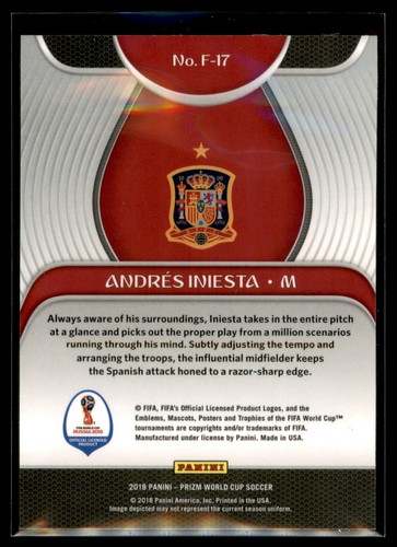 2018 Panini Prizm World Cup Soccer Fundamentals #F-17 Andres Iniesta - Spain Qty - Picture 2 of 2