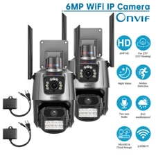 2PACK 6MP WiFi IP Outdoor Camera Dual Lens CCTV Home Security PTZ IR Cam