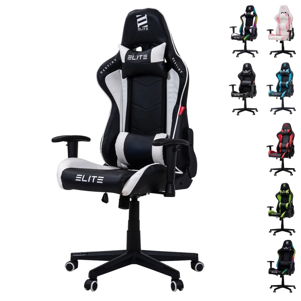 ELITE Gaming Stuhl Ergonomisch Bürostuhl Schreibtischstuhl Racing Gaming-Chair RGB