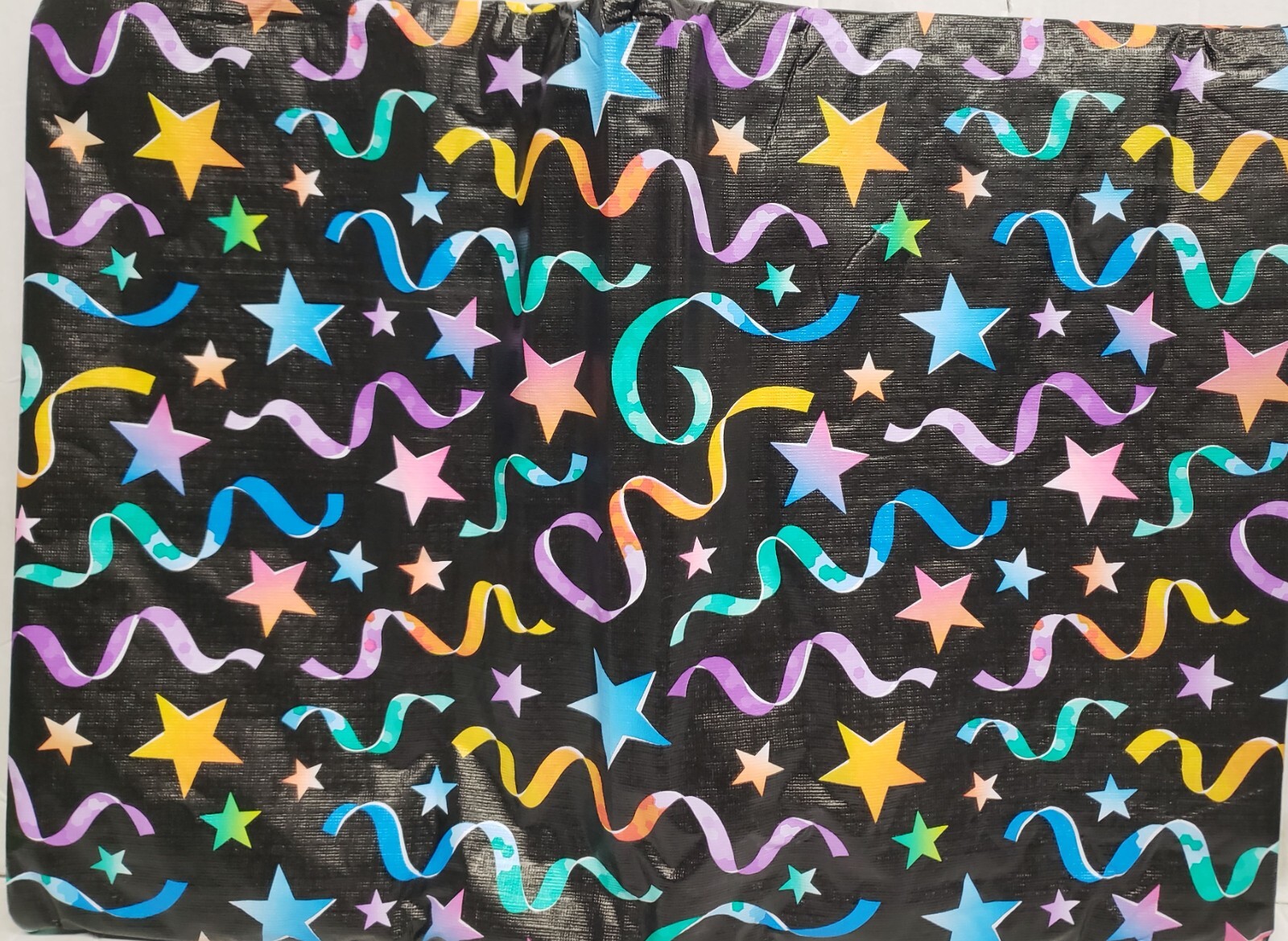 Vinyl Flannel Back Tablecloth,52"x90" Oblong, STARS & RIBBON