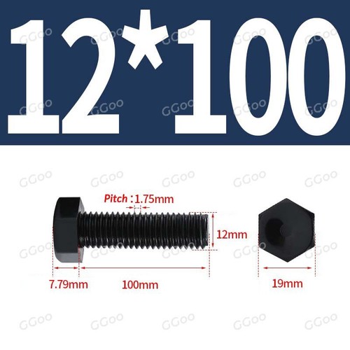 Tornillos de cabeza hexagonal de nailon negro totalmente roscados M3 M4 M5 M6 M8 M10 M12 - Imagen 81 de 81